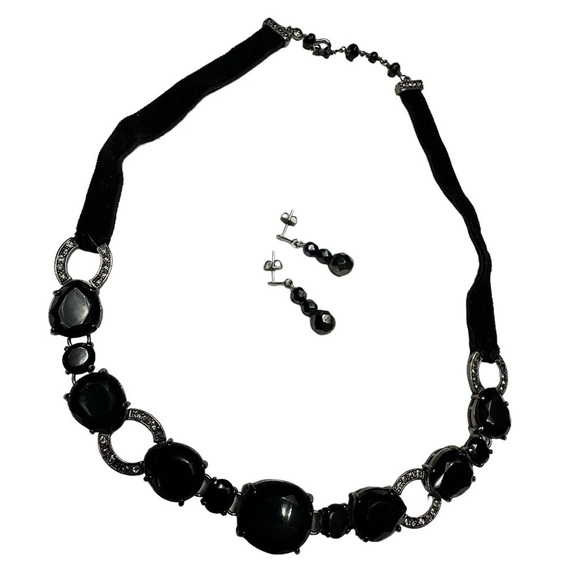 Black Onyx Beaded Crystal Necklace and FREE Earrings - Picture 8 of 10
